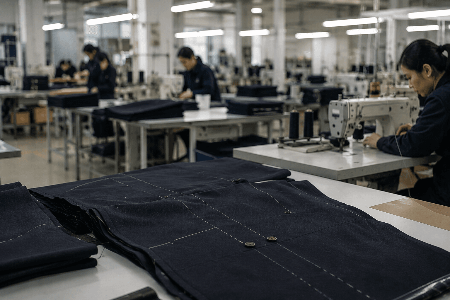 Manufacturing floor — precision garment production