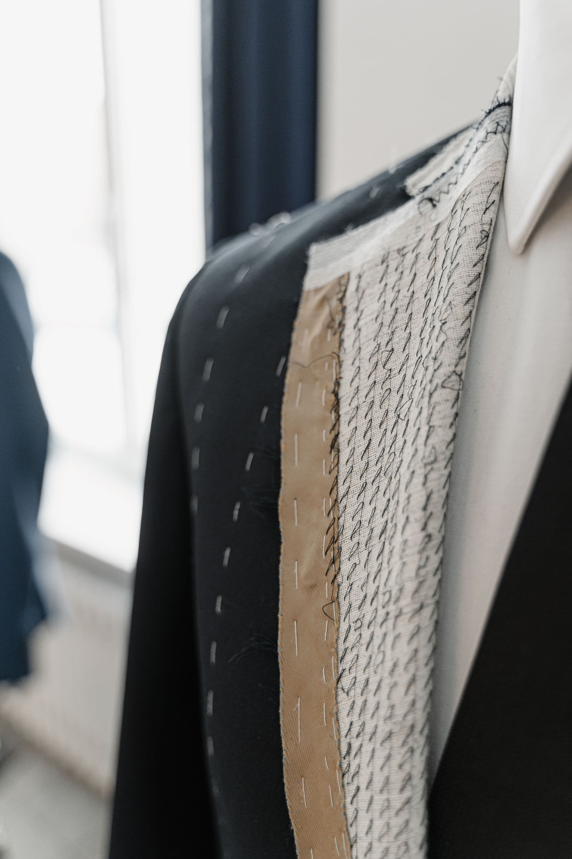 Tailored suit jacket craftsmanship